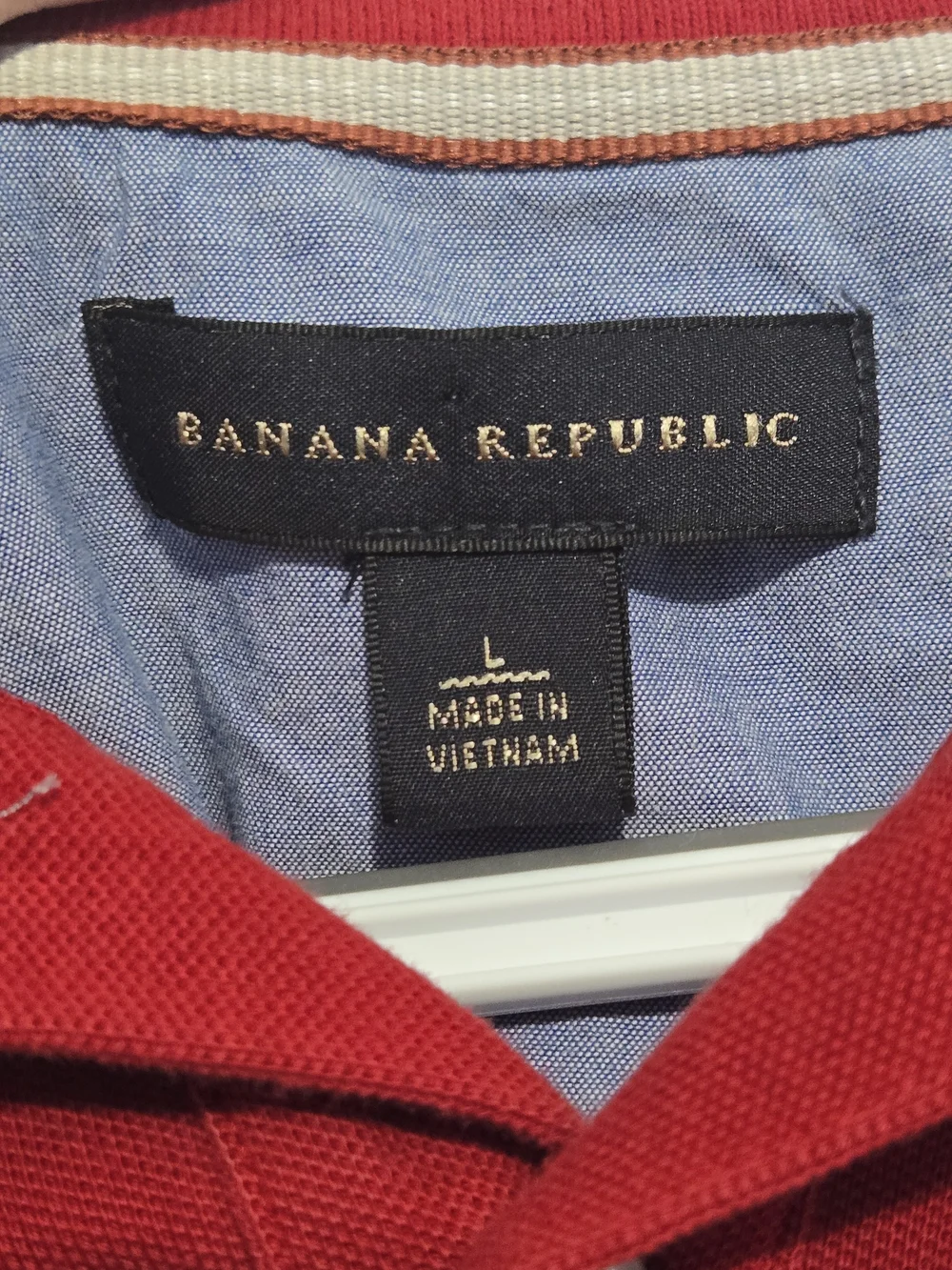 Banana Republic Red Polo Shirt Large Bear Logo Stretch‎ Cotton Men
